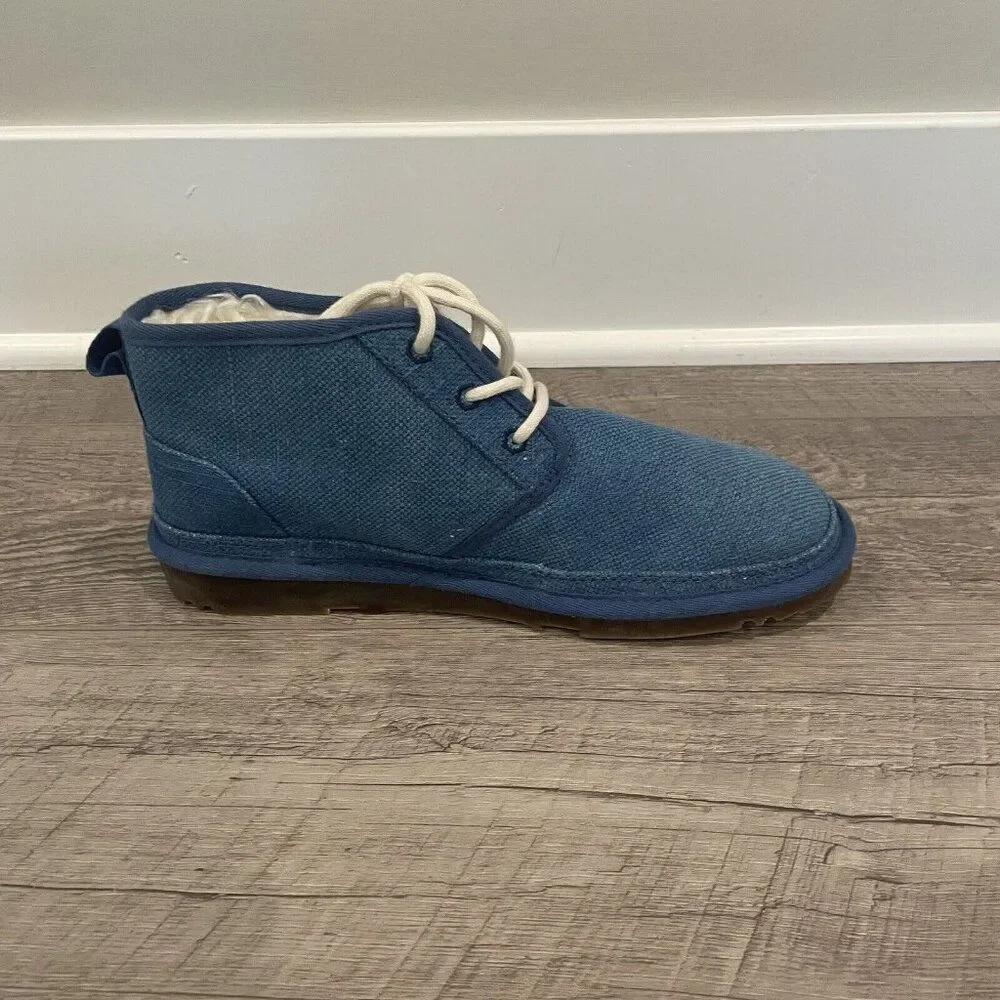 UGG Neumel Ankle‎ Boots Mens 9 Blue Natural Canvas Indigo NEW